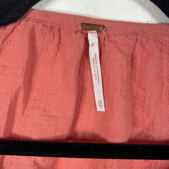 Free People Maria Blouse Pink Embroidered Peasant Shirt XS Blouse - Picture 4 of 8